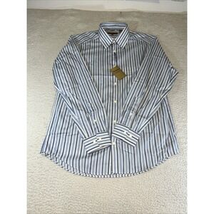 Nidekken Men's M Multicolor Pinstripe Button Up Shirt 100% Cotton NWT